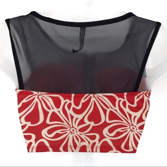 Love Culture Floral w/ Mesh Top Crop Top - Picture 2 of 3
